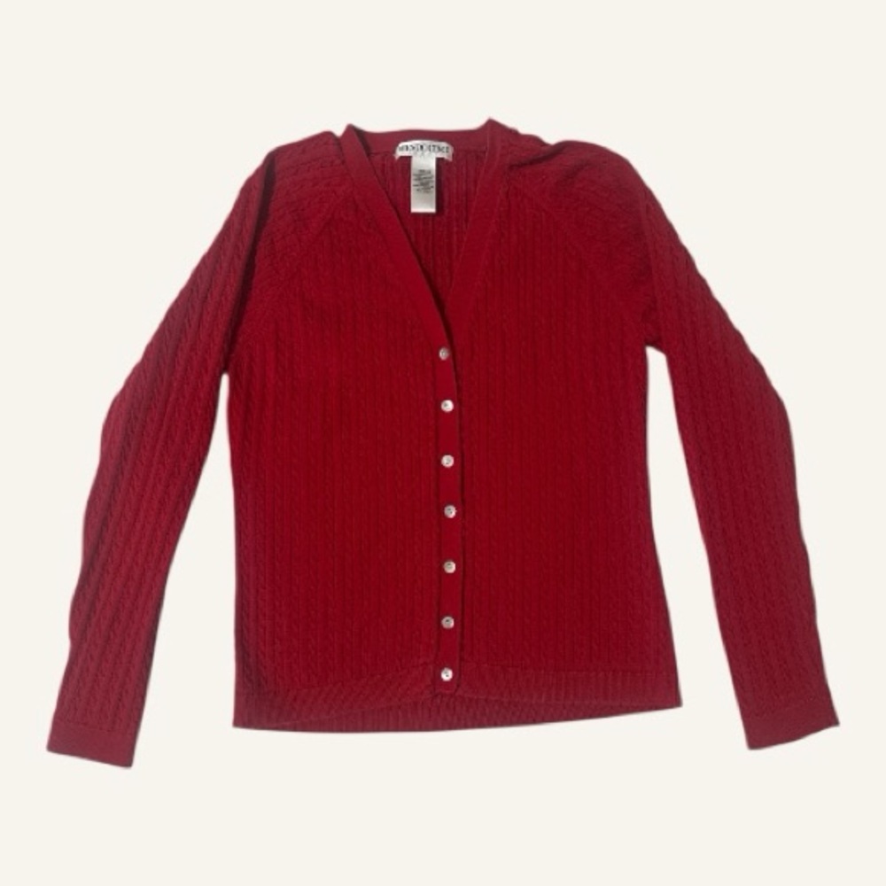 Mendocino Red Cable Knit Button Front Women's Cardigan